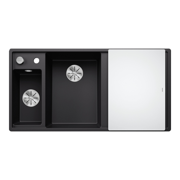 Кухонная мойка Blanco Axia III 6 S (черный, чаша слева, доска из стекла) - фото