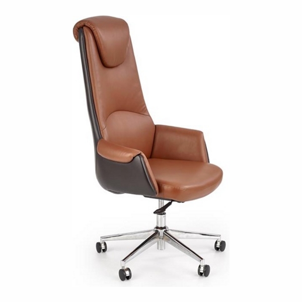 Кресло компьютерное HALMAR CALVANO светло-коричневый/темно-коричневый - фото