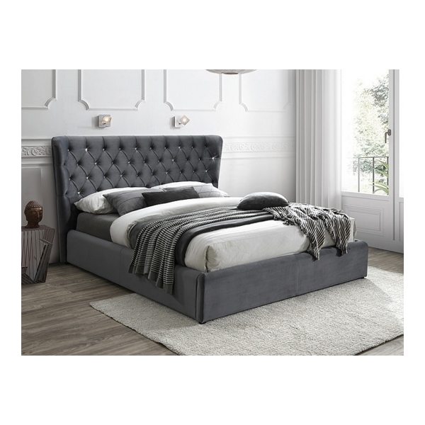 Кровать SIGNAL CARVEN VELVET BLUVEL 14 серый, 160/200 - фото