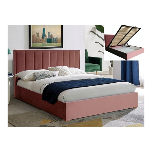 Кровать SIGNAL MARANI II VELVET Bluvel 52 античный розовый, 140/200 - фото
