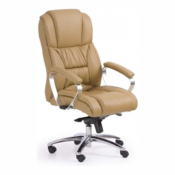 Кресло компьютерное HALMAR FOSTER светло-коричневый/хром - фото