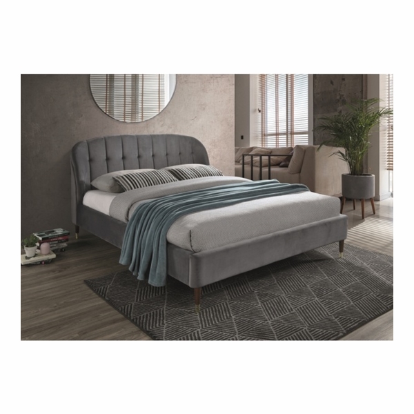 Кровать SIGNAL LIGURIA VELVET Bluvel14 серый, 160/200 - фото