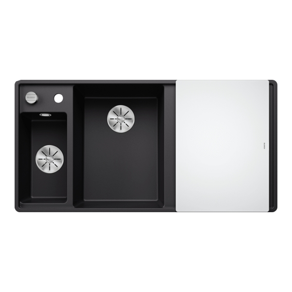 Кухонная мойка Blanco Axia III 6 S-F (черный, чаша слева, доска из стекла) - фото