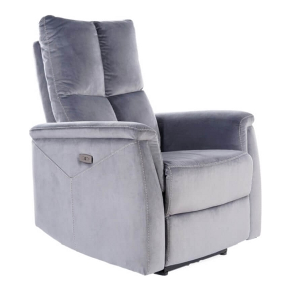 Кресло SIGNAL NEPTUN M VELVET Bluvel 14 раскладное электрическое, серый - фото