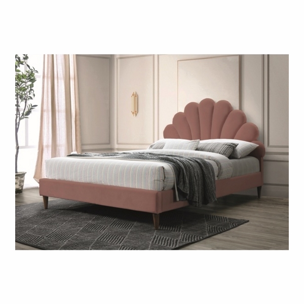 Кровать SIGNAL SANTANA VELVET Bluvel52 античный розовый/дуб, 160/200 - фото