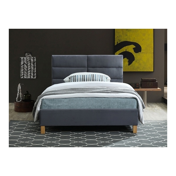 Кровать SIGNAL SIERRA VELVET TAP.150 серый/дуб, 120/200 - фото