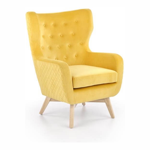 Кресло HALMAR MARVEL (желтый/натуральный) - фото
