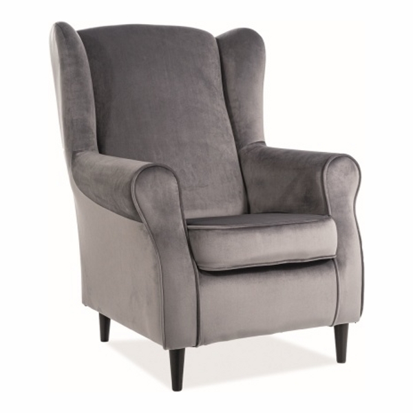 Кресло SIGNAL BARON VELVET Bluvel14, серый/венге - фото