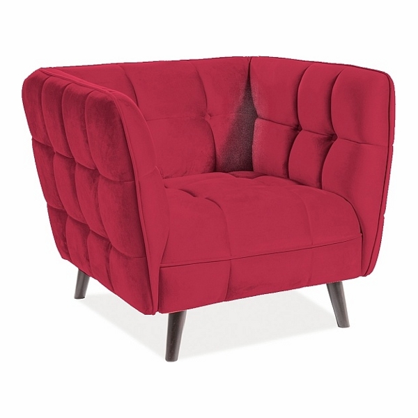 Кресло SIGNAL CASTELLO VELVET 1 Bluvel59, бордовый/венге - фото