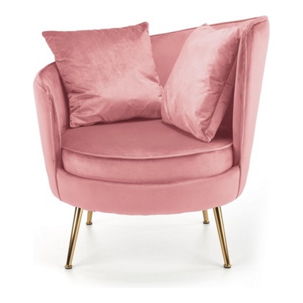 Кресло HALMAR ALMOND розовый/золотой - фото