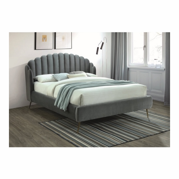 Кровать SIGNAL CALABRIA VELVET Bluvel14 серый, 160/200 - фото