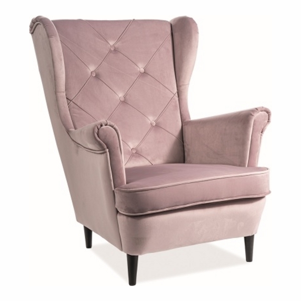 Кресло SIGNAL LADY VELVET Bluvel52, античный розовый/венге - фото