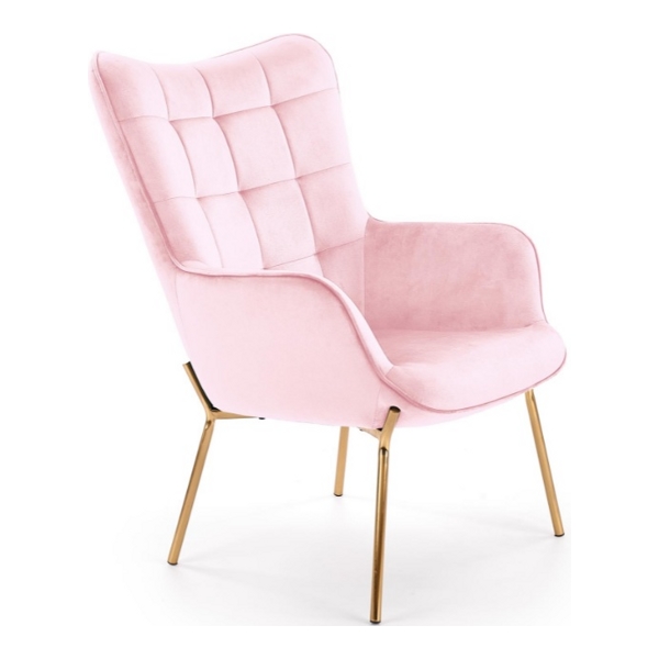 Кресло HALMAR CASTEL 2 светло-розовый/золотой - фото