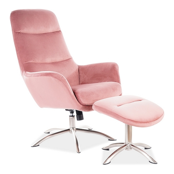 Комплект SIGNAL NIXON Velvet Bluvel 52 (кресло+подставка для ног) античный розовый - фото