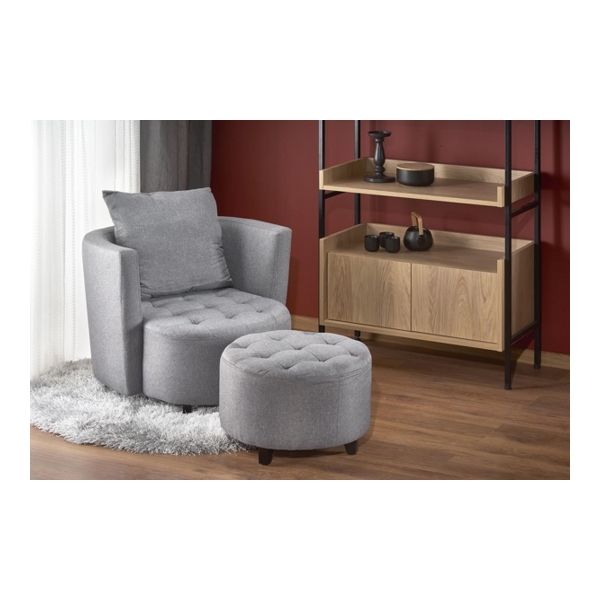 Комплект HALMAR HAMPTON (кресло для отдыха + подставка для ног) серый - фото