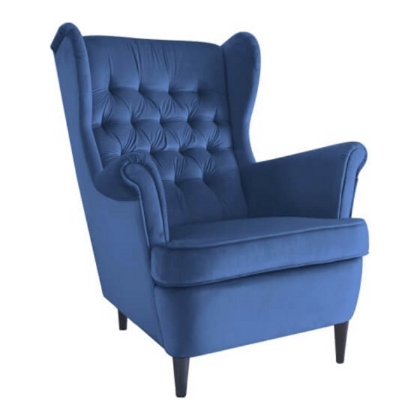 Кресло SIGNAL HARRY VELVET BLUVEL 86 темно-синий/венге - фото