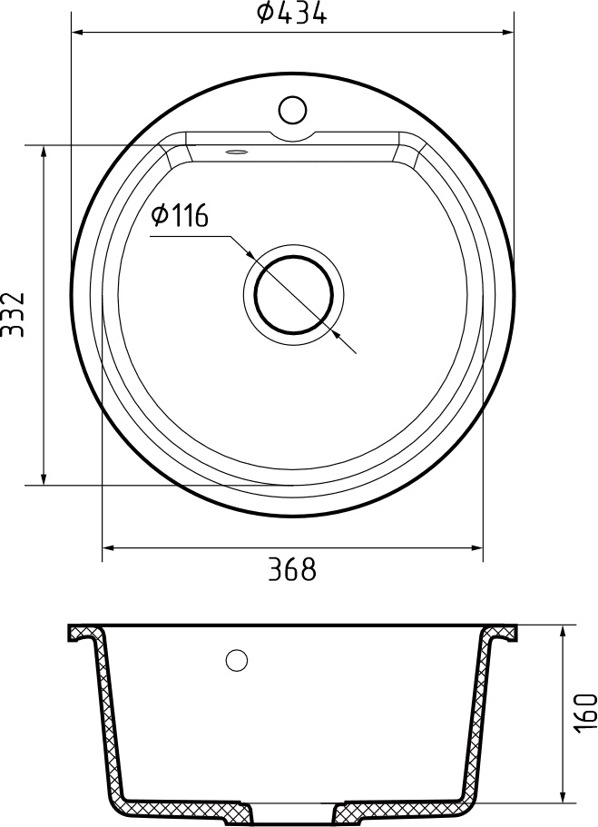 Кухонная мойка GRANFEST SMART SM-435 бежевый + сифон - фото4