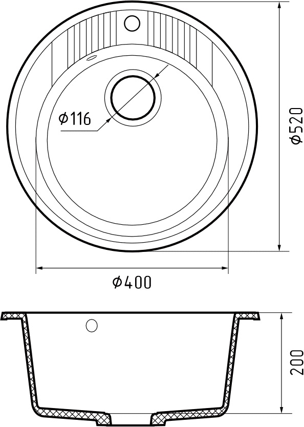 Кухонная мойка GRANFEST RONDO R-520 графит - фото3