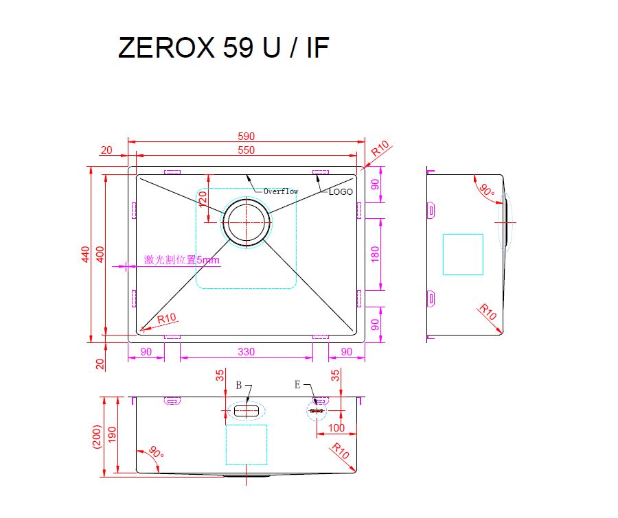 Мойка ZORG ZEROX 59 U / IF ZURINOX STEEL - фото3