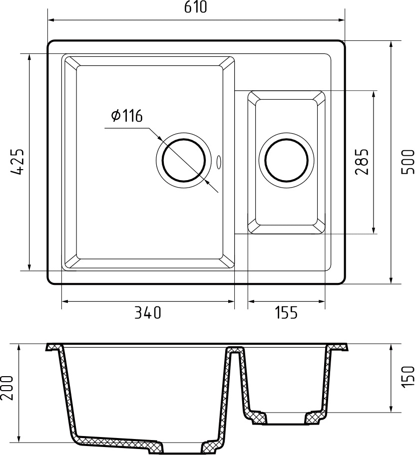 Кухонная мойка GRANFEST QUADRO Q-610K терракот - фото3