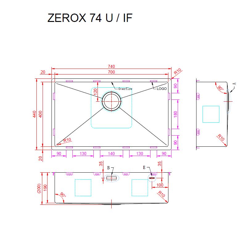 Мойка ZORG ZEROX 74 U / IF PVD GOLD - фото3