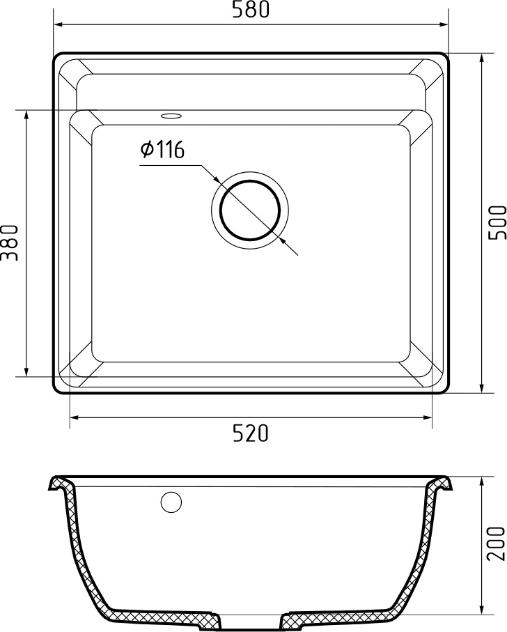 Кухонная мойка GRANFEST VERTEX V-580 графит - фото3