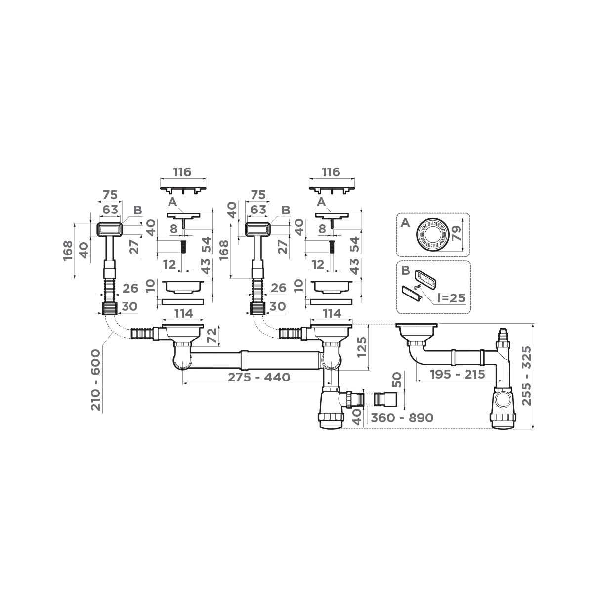 Арматура для двухчашевых моек Omoikiri WK-2C LG - фото2