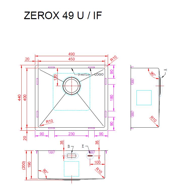 Мойка ZORG ZEROX 49 U / IF PVD GOLD - фото3