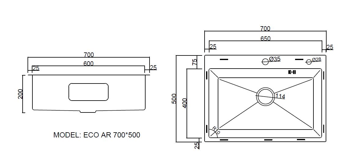 Мойка ARFEKA ECO AR 700*500 BLACK PVD NANO - фото3