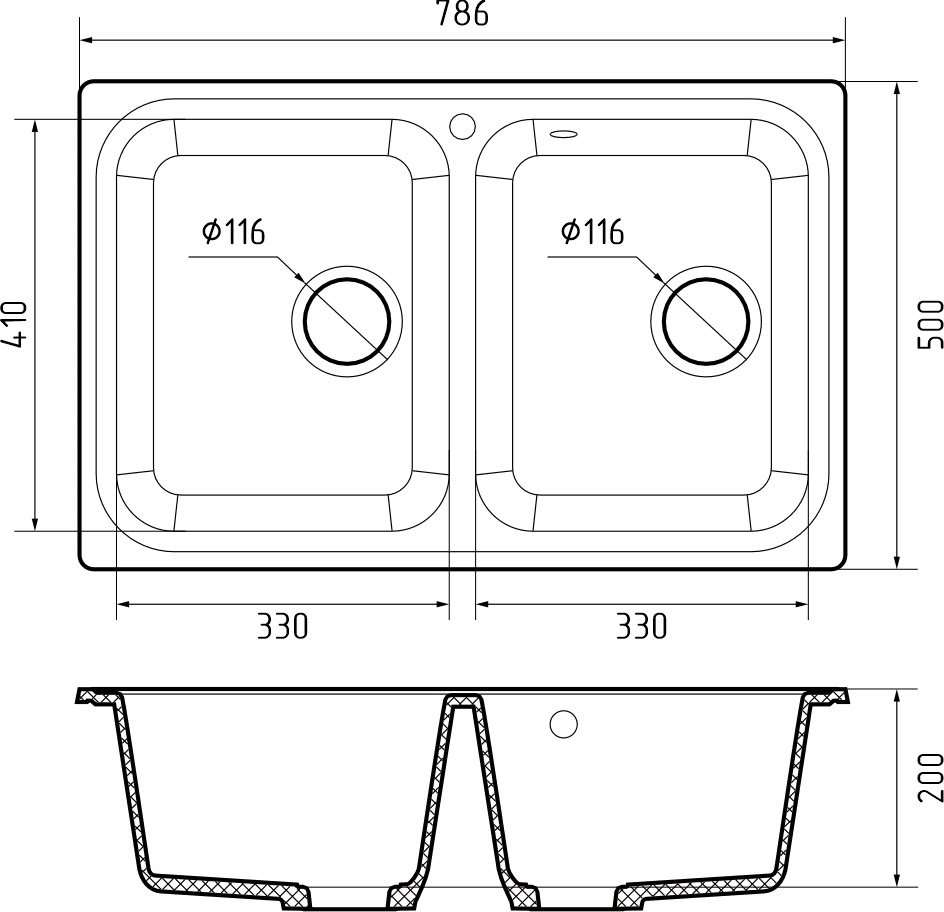 Кухонная мойка GRANFEST STANDART S-780K графит - фото3