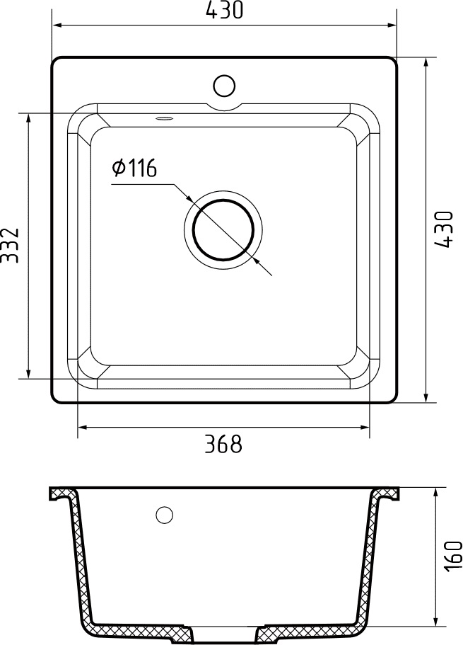 Кухонная мойка GRANFEST SMART SM-430 песочный + сифон - фото3