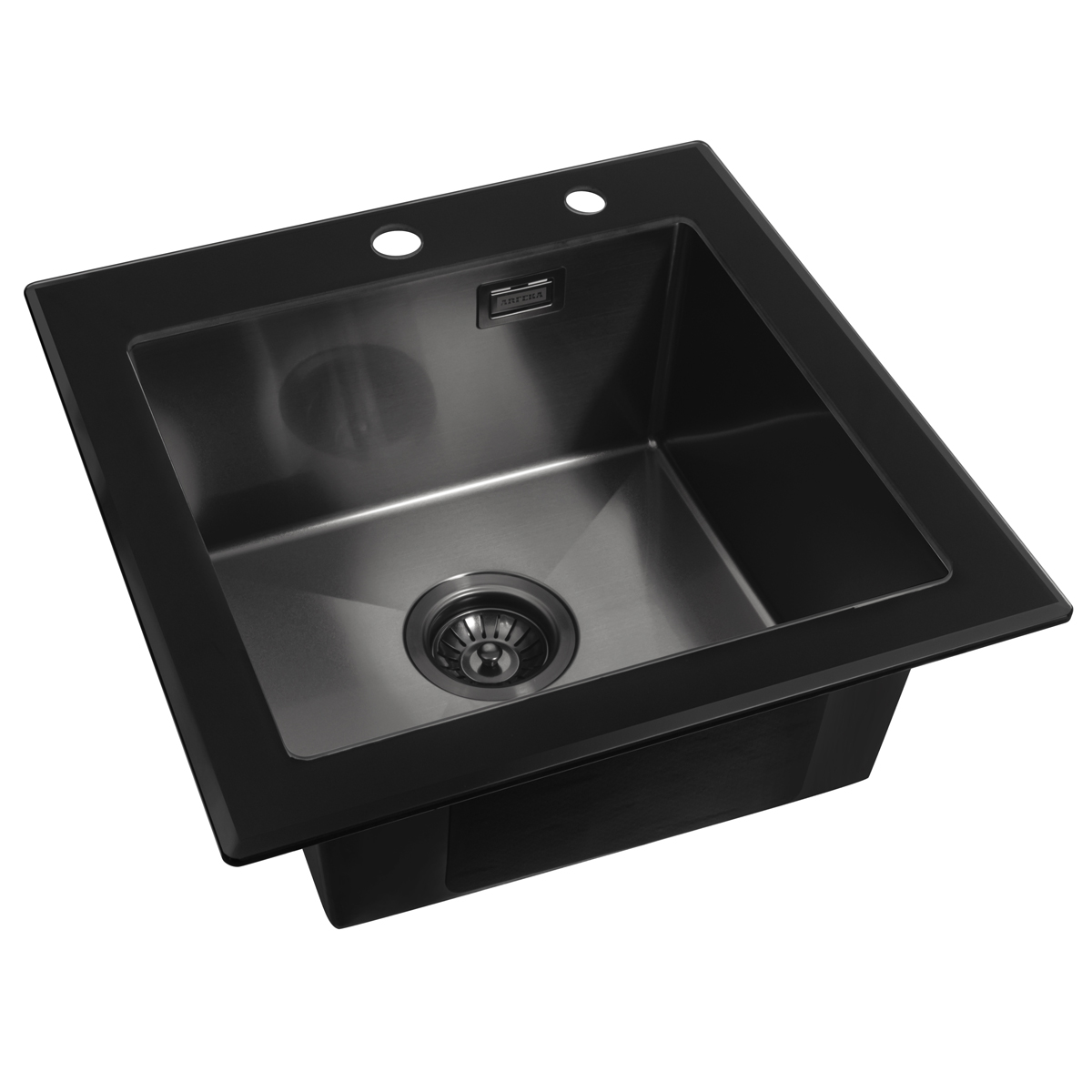 Мойка ARFEKA ECO AR 500*500 GS BLACK GLASS + BLACK PVD NANO - фото