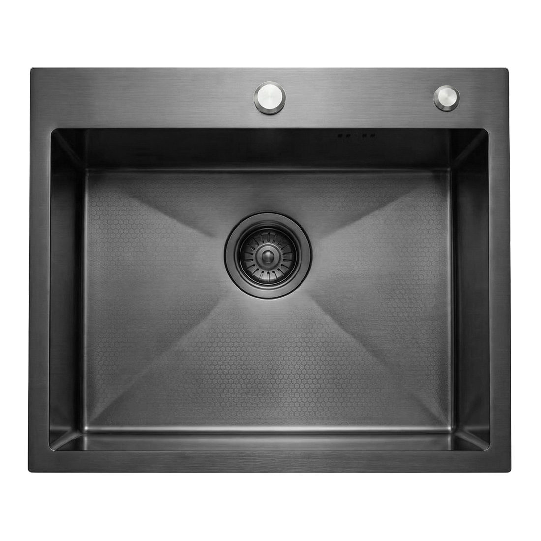 Кухонная мойка из нержавейки BLANTEK FS-5848HN Honeycomb Nano black ECO - фото