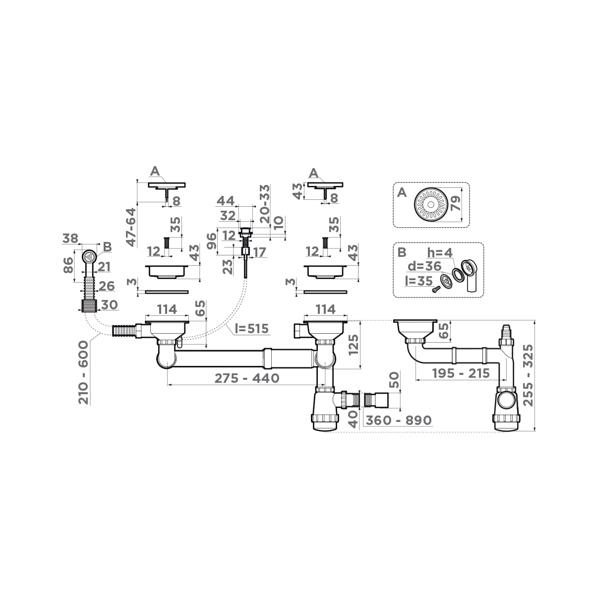 Арматура для полуторачашевых моек Omoikiri WK-1,5CL-R AB022-A - фото2