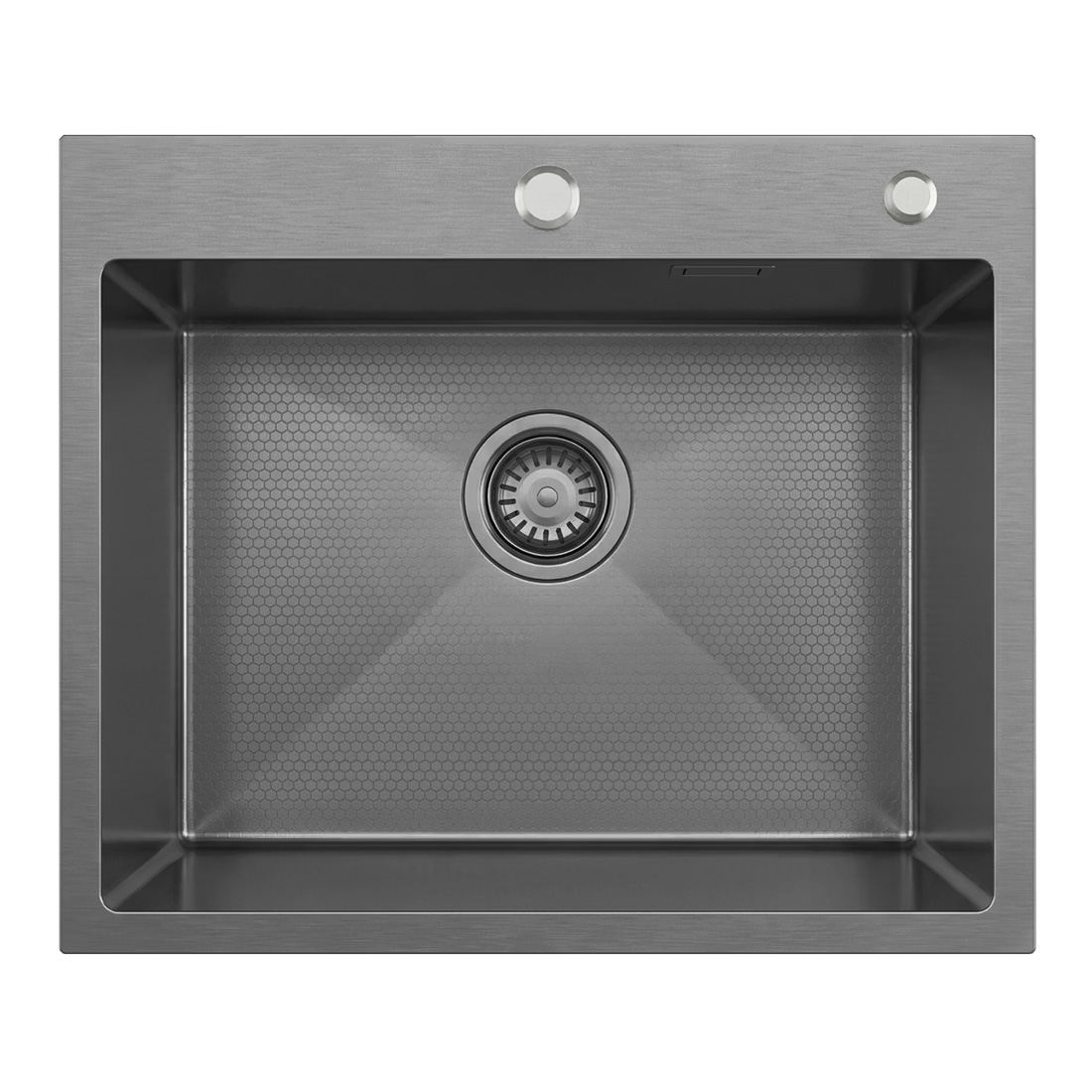 Кухонная мойка из нержавейки BLANTEK LS-5848HN Honeycomb Nano black - фото