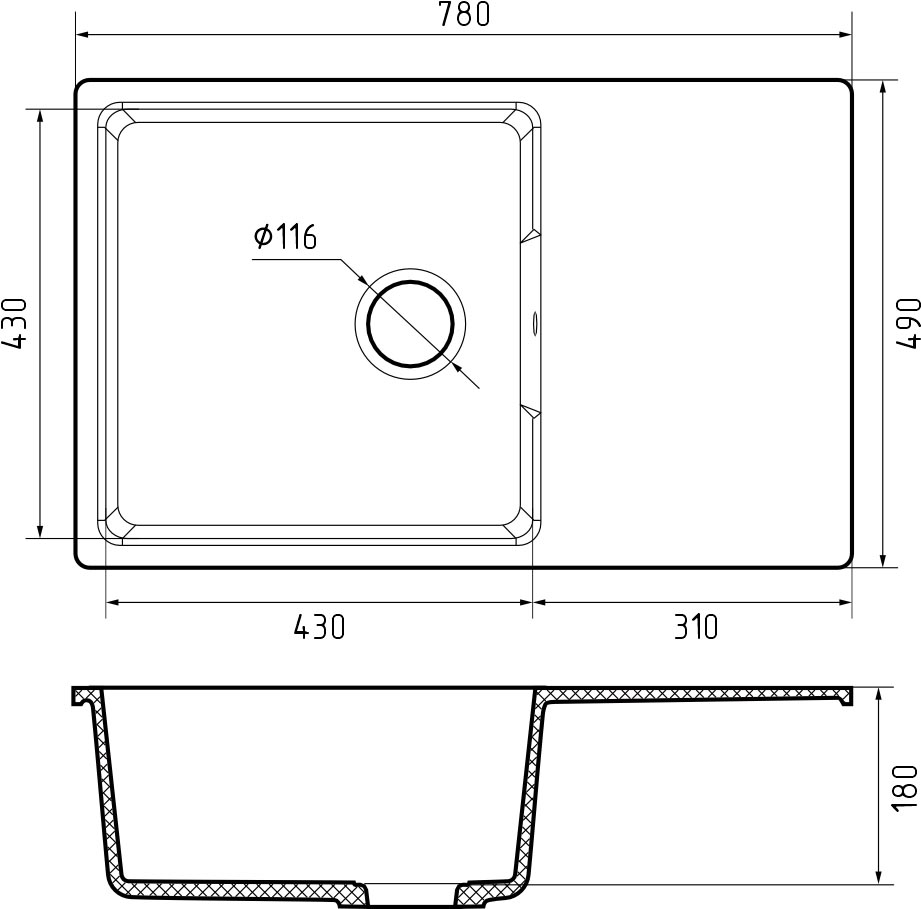Кухонная мойка GRANFEST URBAN UR-678L белый - фото3