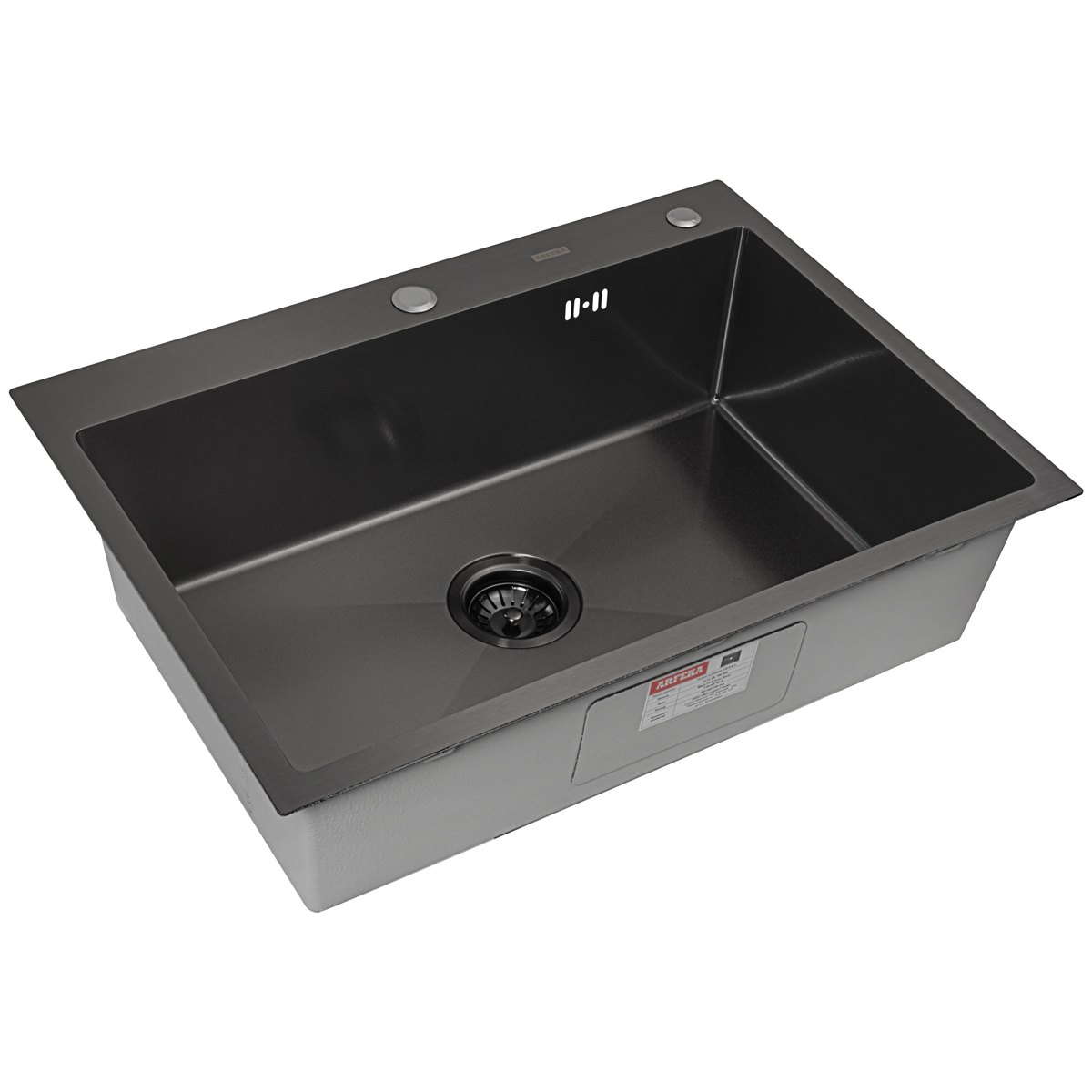 Мойка ARFEKA ECO AR 700*500 BLACK PVD NANO DECOR VOLCANIC ROCK - фото