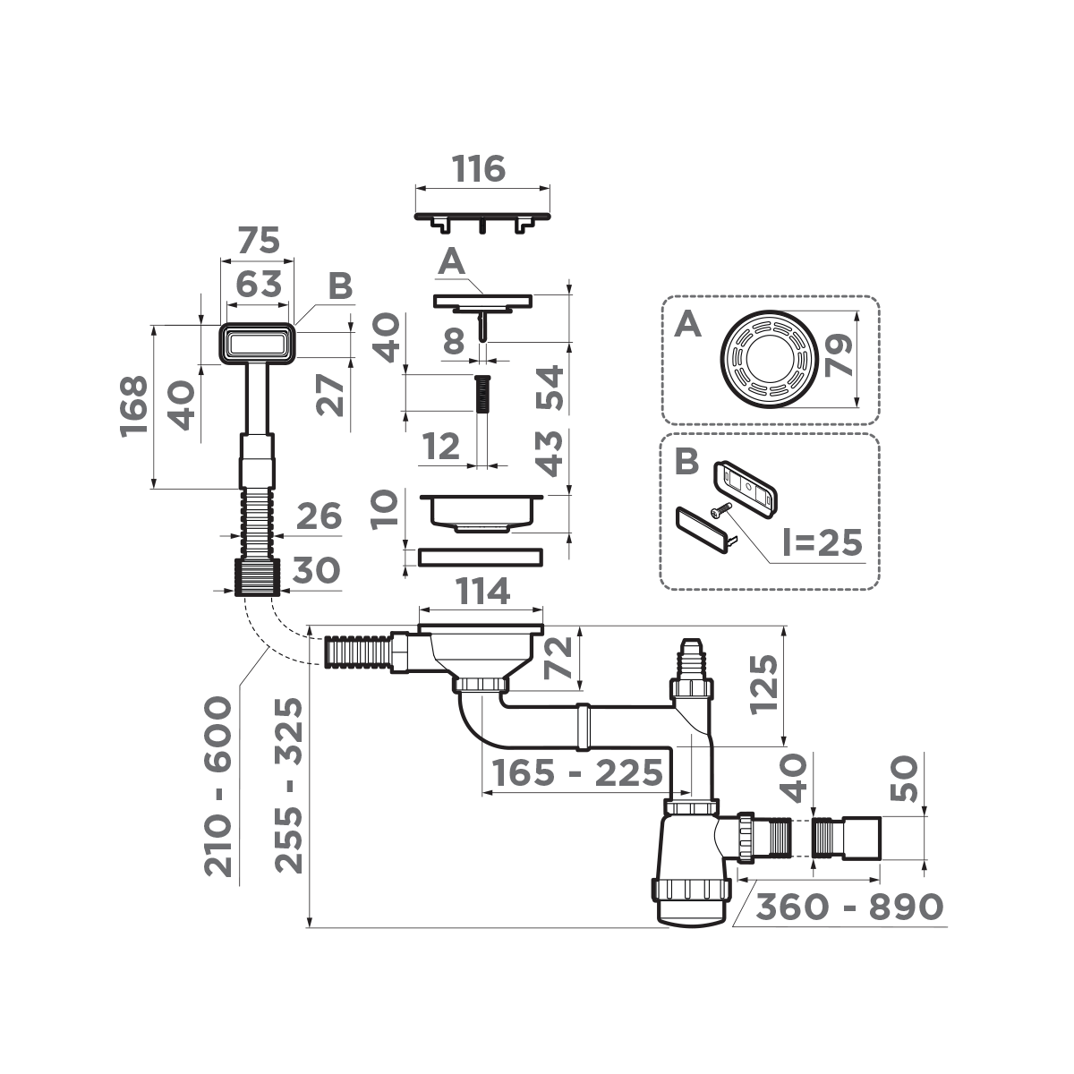 Арматура для одночашевых моек Omoikiri WK-1C LG - фото2