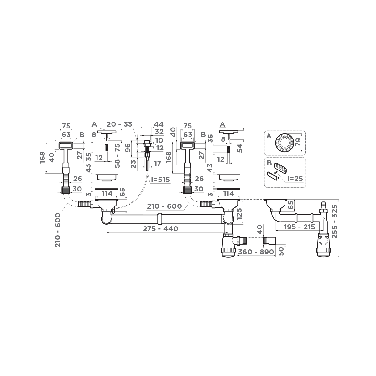 Арматура для двухчашевых моек Omoikiri WK-2 GM-A - фото2