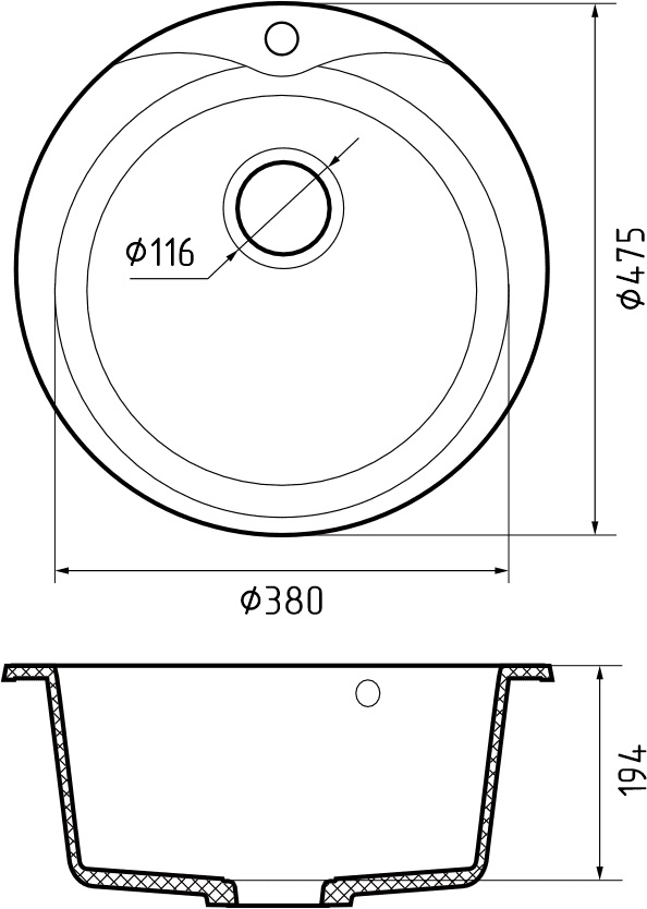 Кухонная мойка GRANFEST RONDO R-480 кашемир - фото3