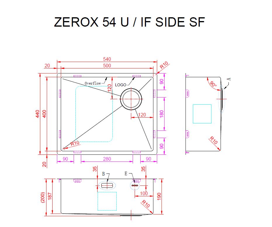 Мойка ZORG ZEROX 54 U / IF SIDE SF STEEL - фото3