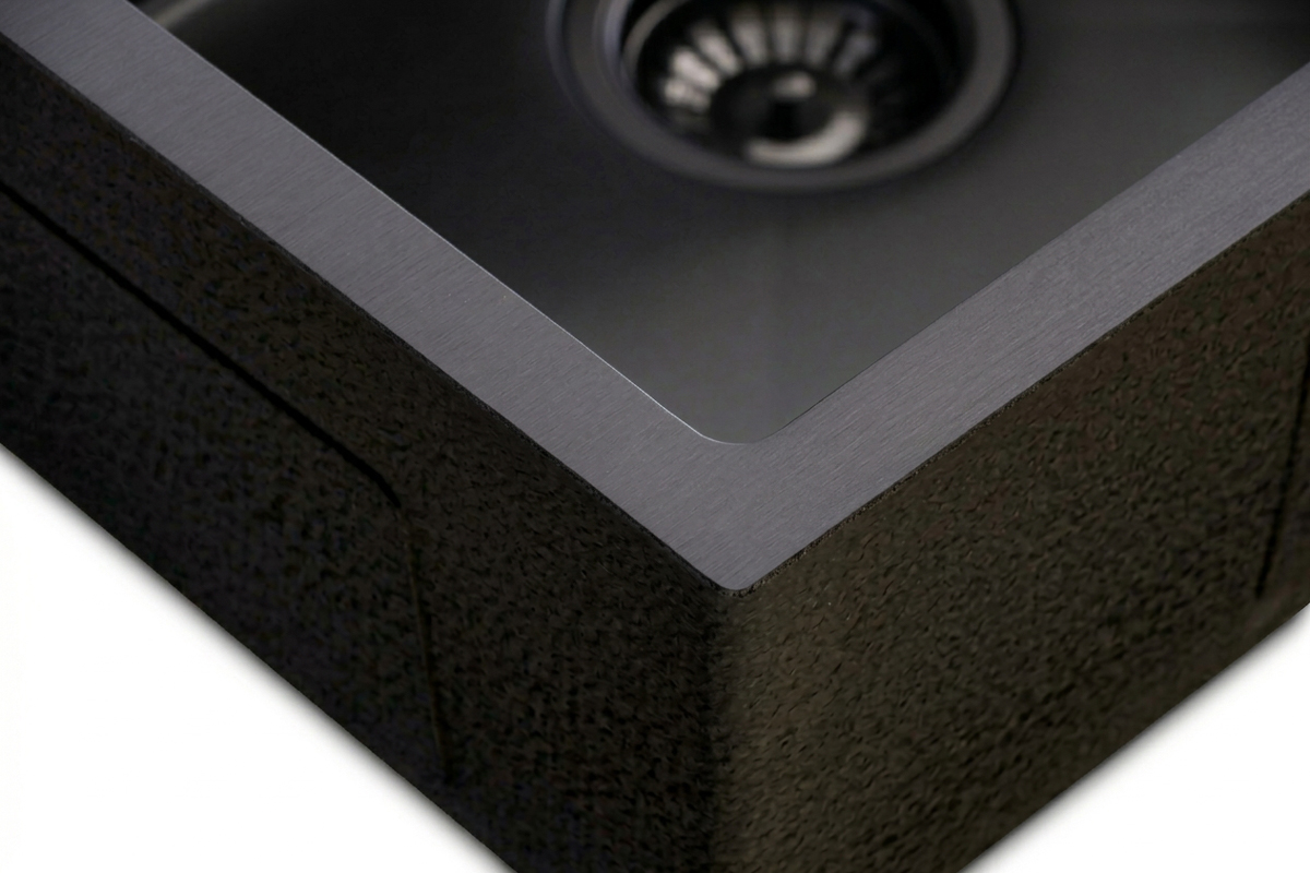 Кухонная мойка из нержавейки BLANTEK LS-5848STB Stone texture black - фото4
