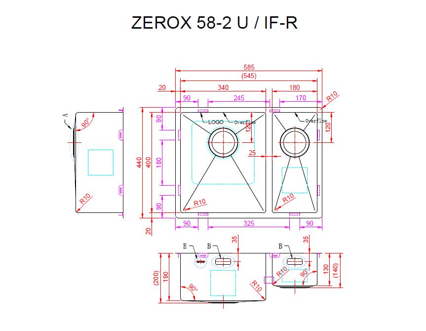 Мойка ZORG ZEROX 58-2 U / IF-R PVD GOLD - фото3