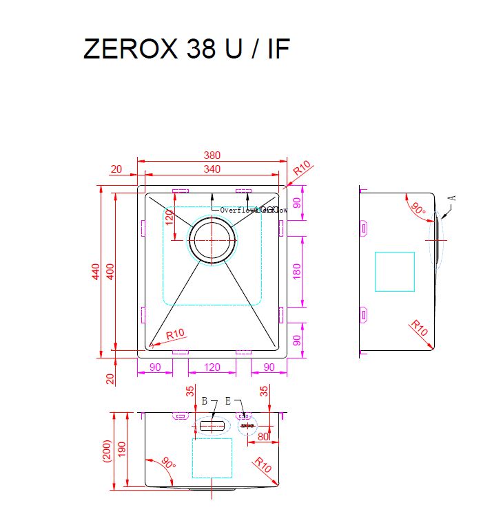 Мойка ZORG ZEROX 38 U / IF PVD GOLD - фото3