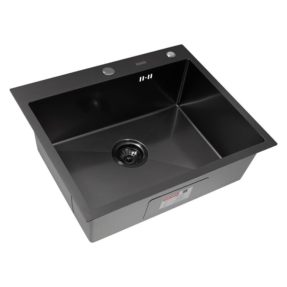 Мойка ARFEKA ECO AR 600*500 BLACK PVD NANO DECOR VOLCANIC ROCK - фото
