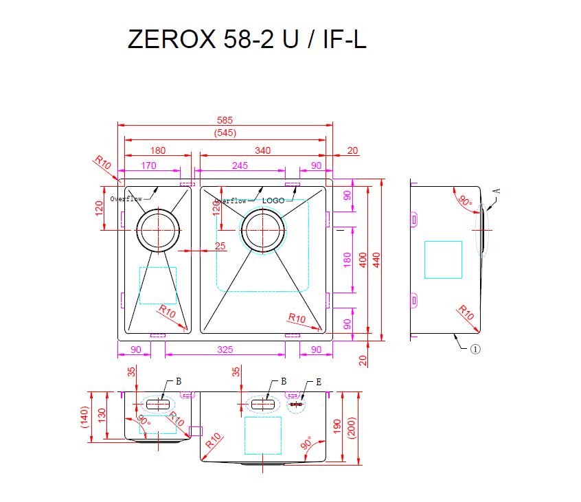 Мойка ZORG ZEROX 58-2 U / IF-L STEEL - фото3