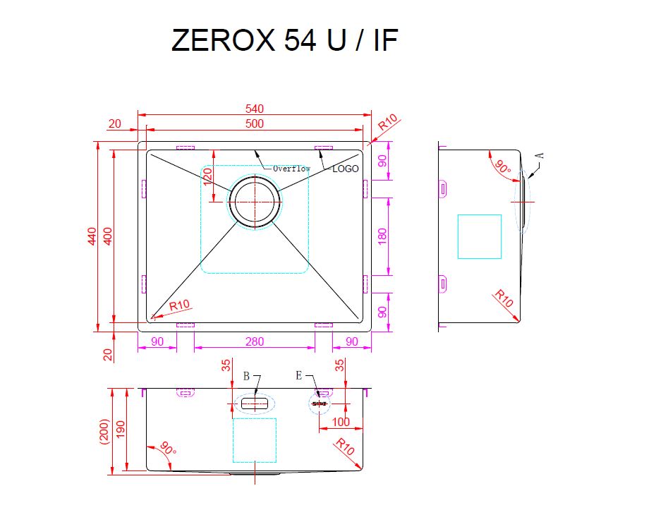 Мойка ZORG ZEROX 54 U / IF PVD GOLD - фото3