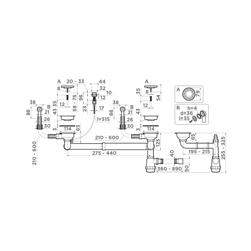 Арматура для двухчашевых моек Omoikiri WK-2-R-A IN - фото2