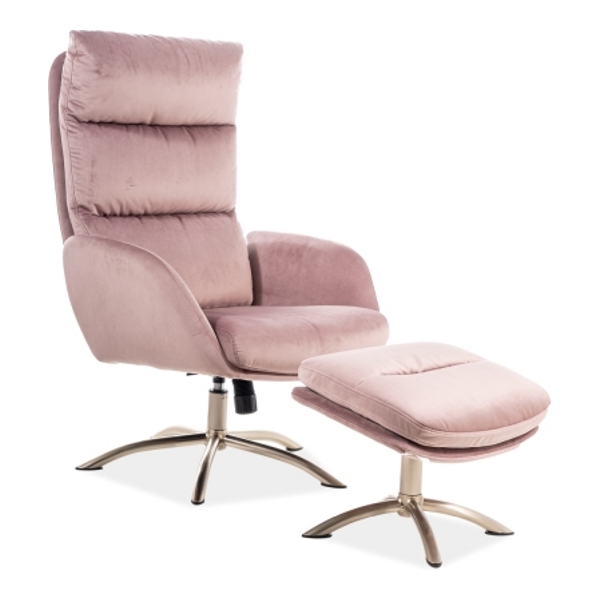 Комплект SIGNAL MONROE Velvet Bluvel 52 (кресло+подставка для ног) античный розовый - фото