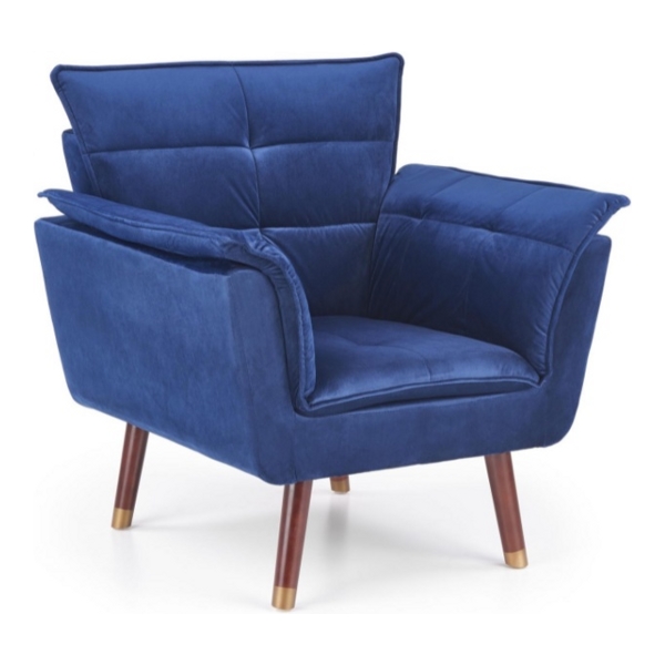 Кресло HALMAR REZZO темно-синий/темный орех - фото